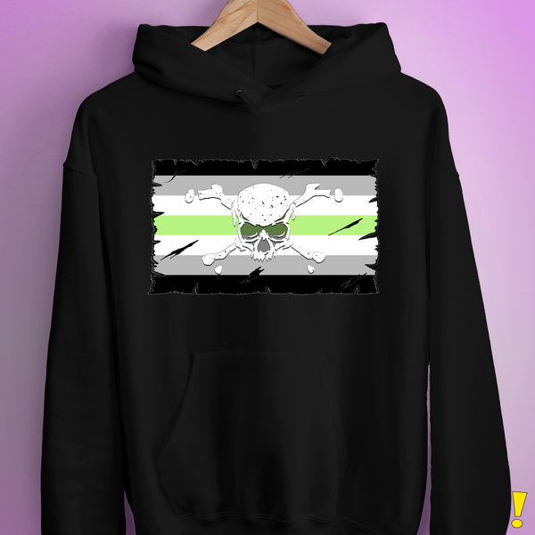 Agender Pride Pirate Flag Hoodie - Black